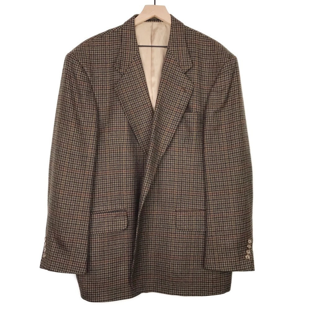 OSCAR DE LA RENTA Vintage Wool Houndstooth Jacket Blazer 48R